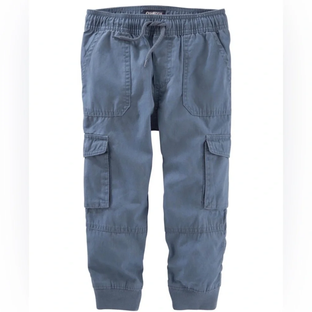 OshKosh Boys Cargo Jogger‎ Pants Sage Green Husky Stretch Size 12 Straight Leg